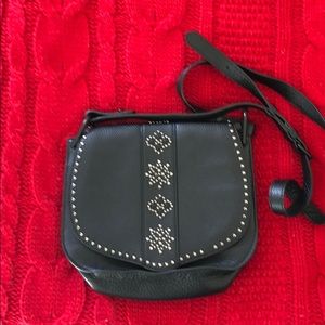 Black leather Rebecca Minkoff shoulder bag.